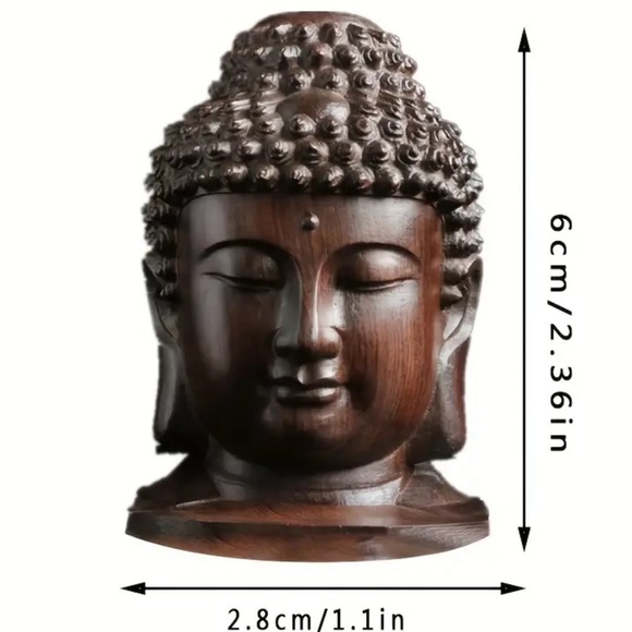 Collectible 1 carved Ebony wood face of Buddha - Picture 4 of 7
